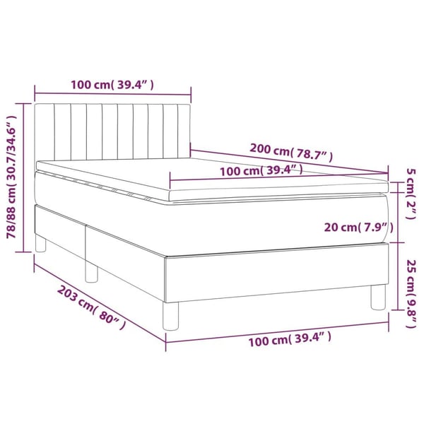 vidaXL kontinentalseng med madras 100x200 cm fløjl lyserød
