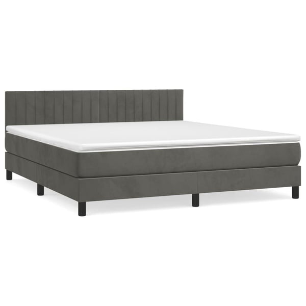 vidaXL Ramsäng med madrass mörkgrå 160x200 cm sammet