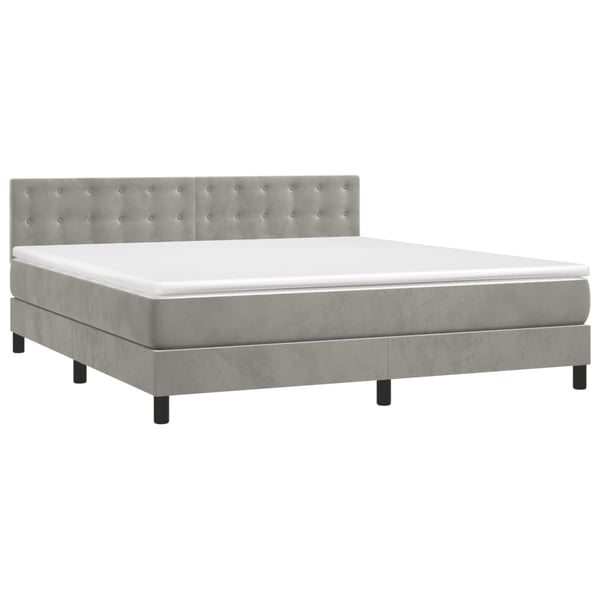 vidaXL Ramsäng med madrass ljusgrå 180x200 cm sammet