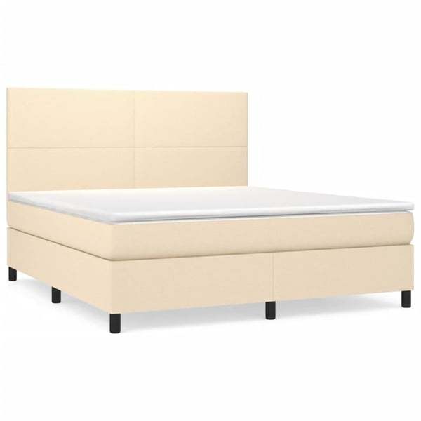 vidaXL kontinentalseng med madras 160x200 cm stof cremefarvet