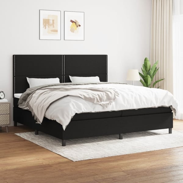 vidaXL kontinentalseng med madras 200x200 cm stof sort