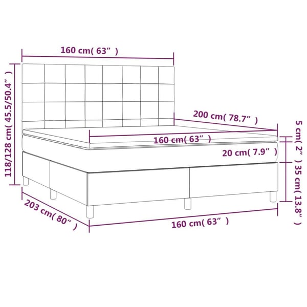 vidaXL kontinentalseng med madras 160x200 cm stof sort