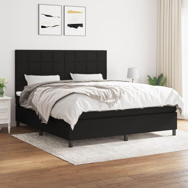 vidaXL kontinentalseng med madras 160x200 cm stof sort