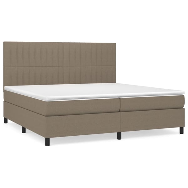 vidaXL kontinentalseng med madras 200x200 cm stof gråbrun