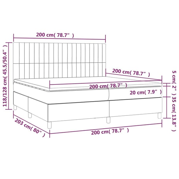vidaXL kontinentalseng med madras 200x200 cm stof mørkegrå