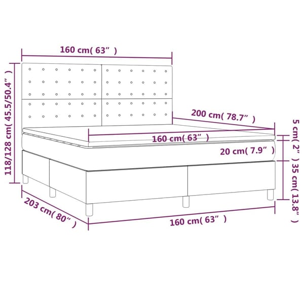 vidaXL kontinentalseng med madras 160x200 cm stof cremefarvet