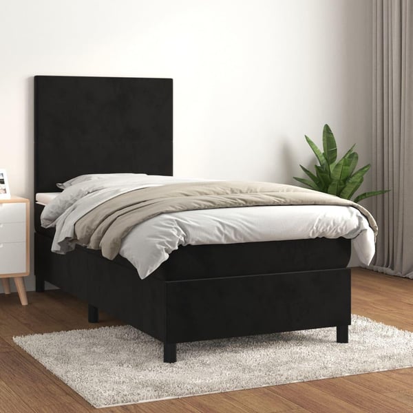 vidaXL kontinentalseng med madras 100x200 cm fløjl sort