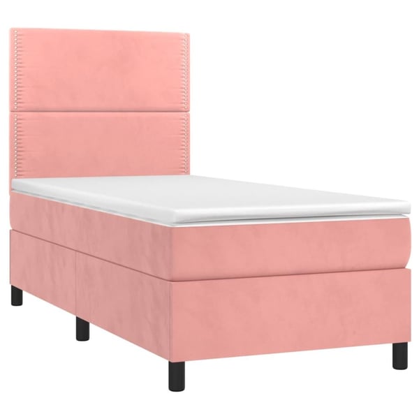 vidaXL kontinentalseng med madras 90x190 cm fløjl pink