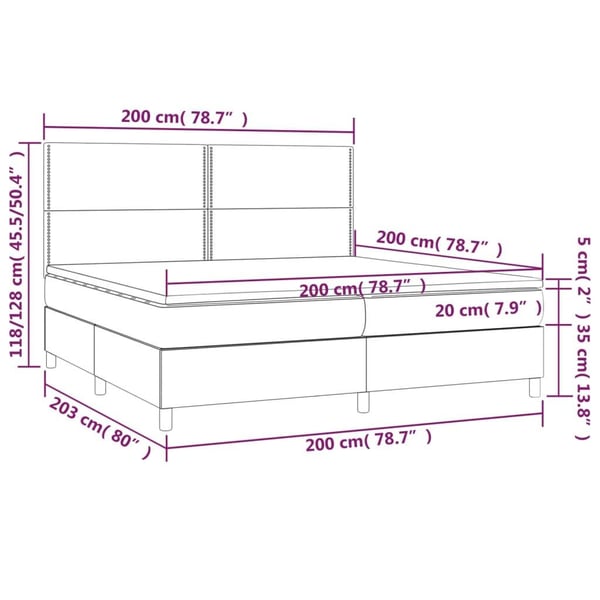 vidaXL Ramsäng med madrass mörkgrå 200x200 cm sammet
