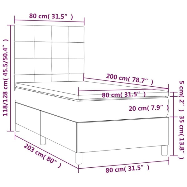 vidaXL kontinentalseng med madras 80x200 cm fløjl mørkegrøn