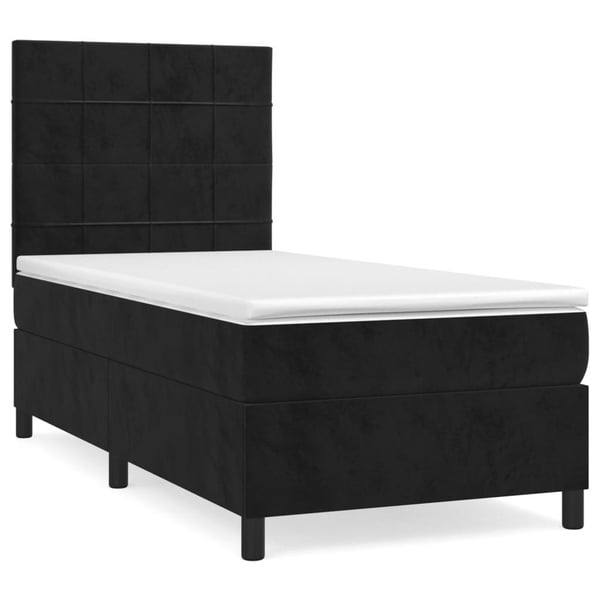 vidaXL kontinentalseng med madras 90x200 cm fløjl sort