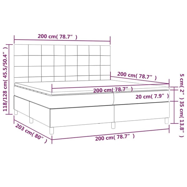 vidaXL Ramsäng med madrass svart 200x200 cm sammet