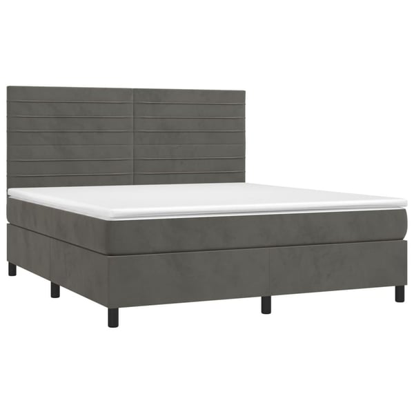vidaXL Ramsäng med madrass mörkgrå 160x200 cm sammet