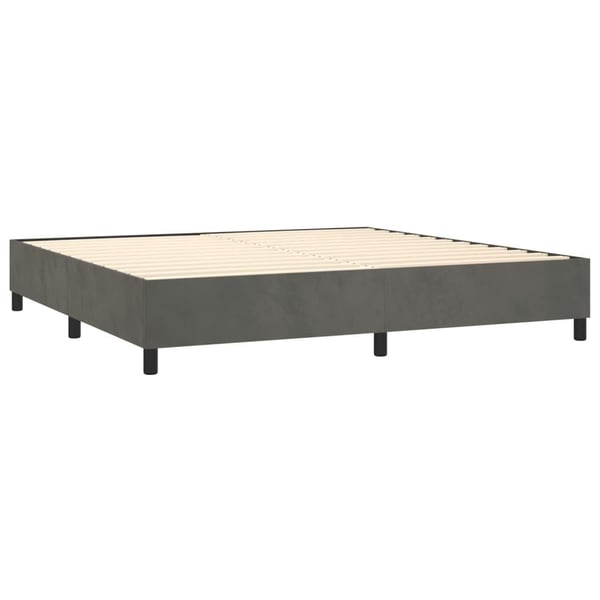 vidaXL Ramsäng med madrass mörkgrå 200x200 cm sammet