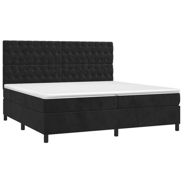 vidaXL kontinentalseng med madras 200x200 cm fløjl sort