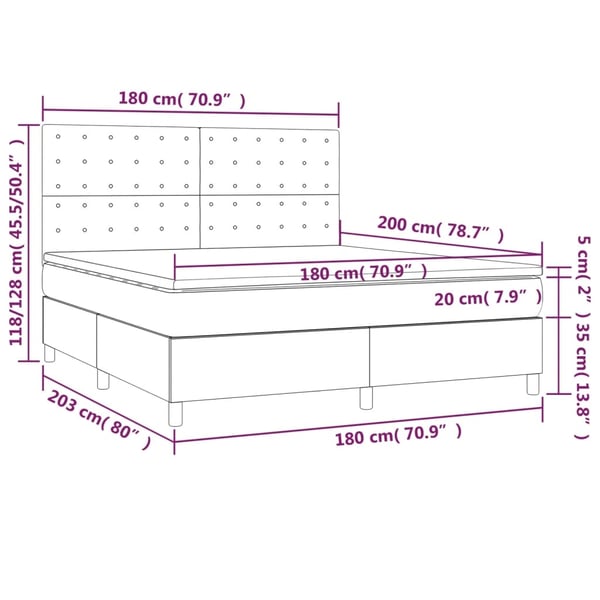 vidaXL Ramsäng med madrass rosa 180x200 cm sammet