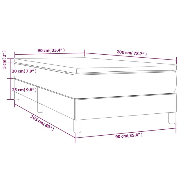 vidaXL kontinentalseng med madras 90x200 cm fløjl mørkeblå