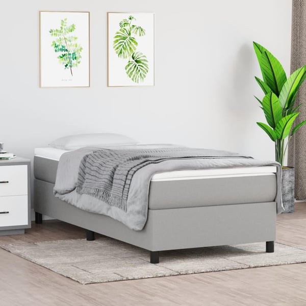 vidaXL kontinentalseng med madras 90x190 cm stof lysegrå