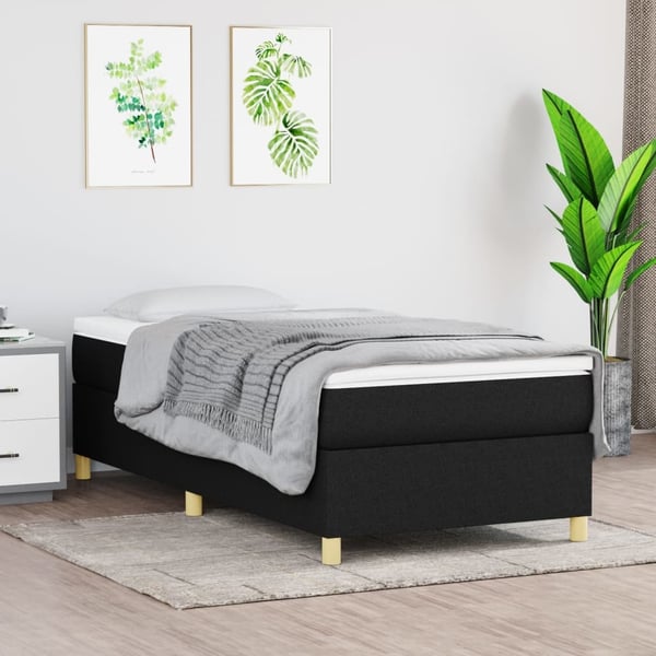 vidaXL Ramsäng med madrass svart 90x190 cm tyg