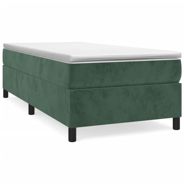 vidaXL kontinentalseng med madras 80x200 cm fløjl mørkegrøn