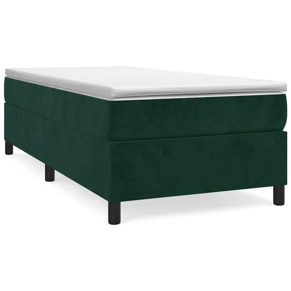 vidaXL kontinentalseng med madras 80x200 cm fløjl mørkegrøn