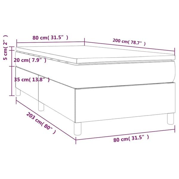 vidaXL kontinentalseng med madras 80x200 cm fløjl mørkegrøn