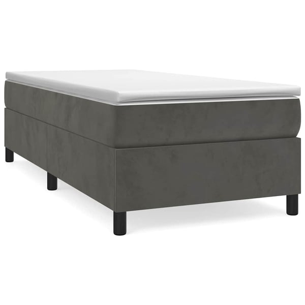 vidaXL Ramsäng med madrass mörkgrå 90x190 cm sammet