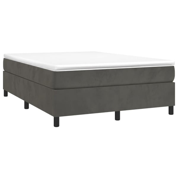 vidaXL Ramsäng med madrass mörkgrå 140x190 cm sammet
