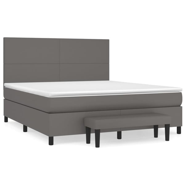 vidaXL kontinentalseng med madras 180x200 cm kunstlæder grå