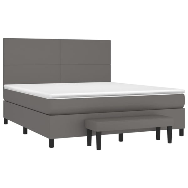 vidaXL kontinentalseng med madras 180x200 cm kunstlæder grå