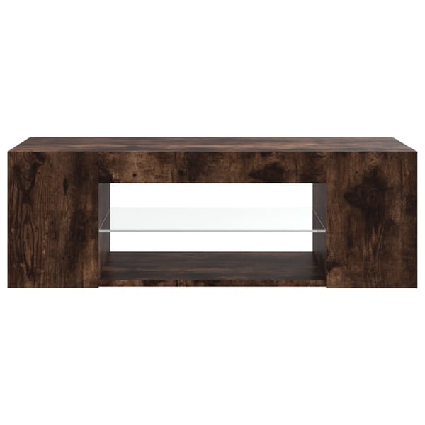 vidaXL TV-benk med LED-lys røkt eik 90x39x30 cm