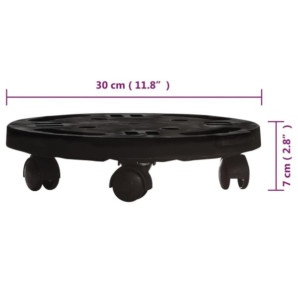 vidaXL Kasvirullakko pyörillä 5 kpl halkaisija 30 cm musta 170 kg