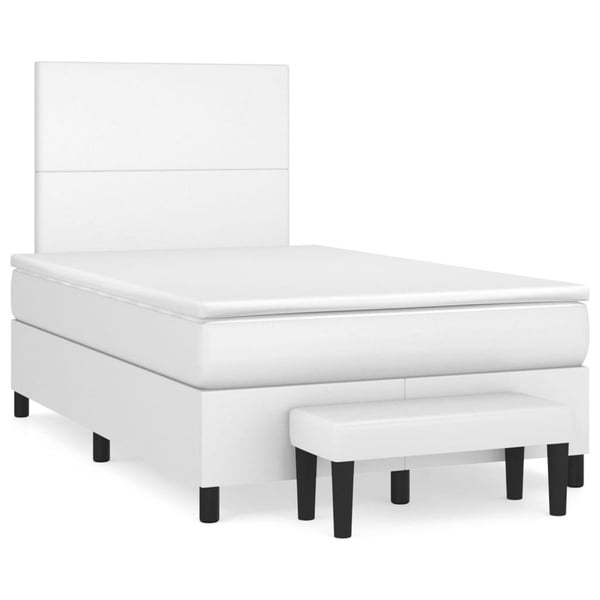 vidaXL kontinentalseng med madras 120x200 cm kunstlæder hvid