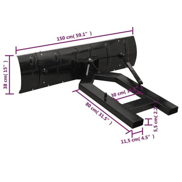 vidaXL Snøplog for gaffeltruck 150x38 cm svart
