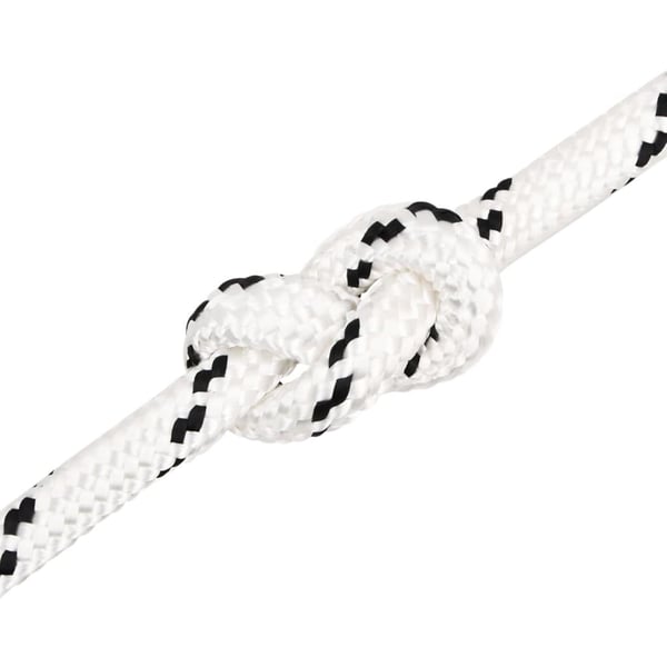 vidaXL Flettet båttau hvit 16 mm x 50 m polyester