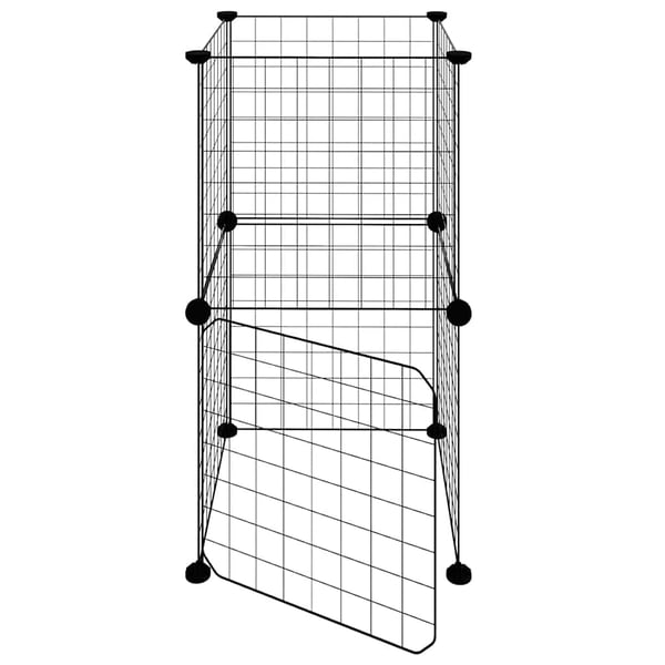 vidaXL Dyrebur 8 paneler med dør svart 35x35 cm stål