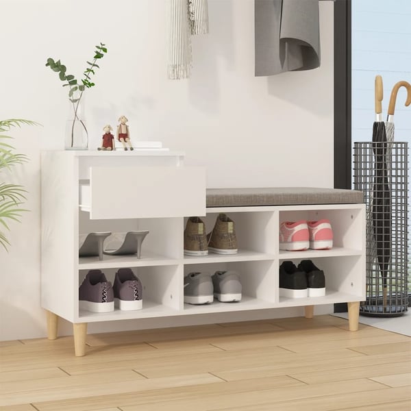 vidaXL Skoskap hvit 102x36x60 cm konstruert tre