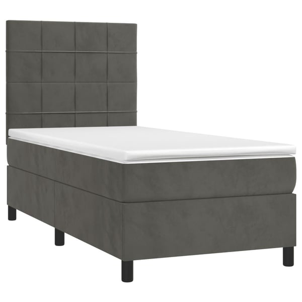 vidaXL Ramsäng med madrass mörkgrå 100x200 cm sammet