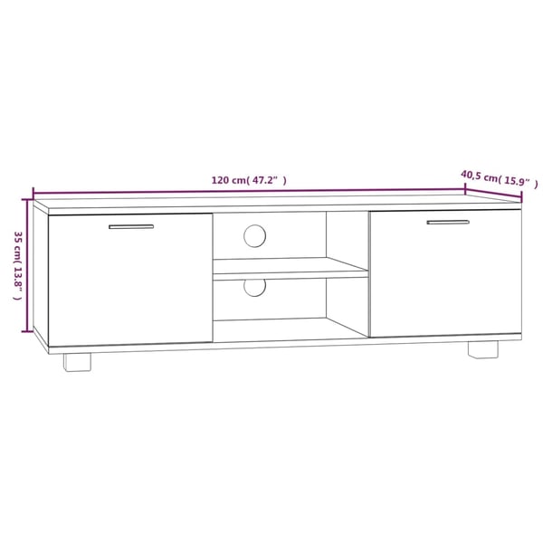 vidaXL TV-benk grå sonoma 120x40,5x35 cm konstruert tre