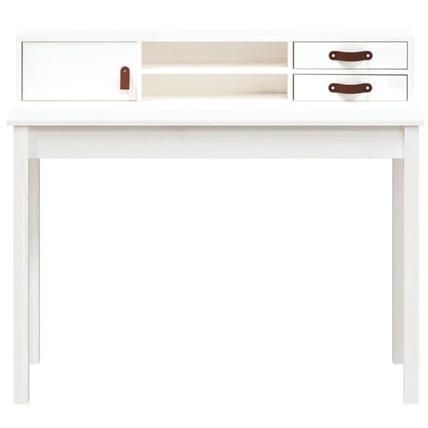 vidaXL Skrivebord hvit 110x50x93 cm heltre furu
