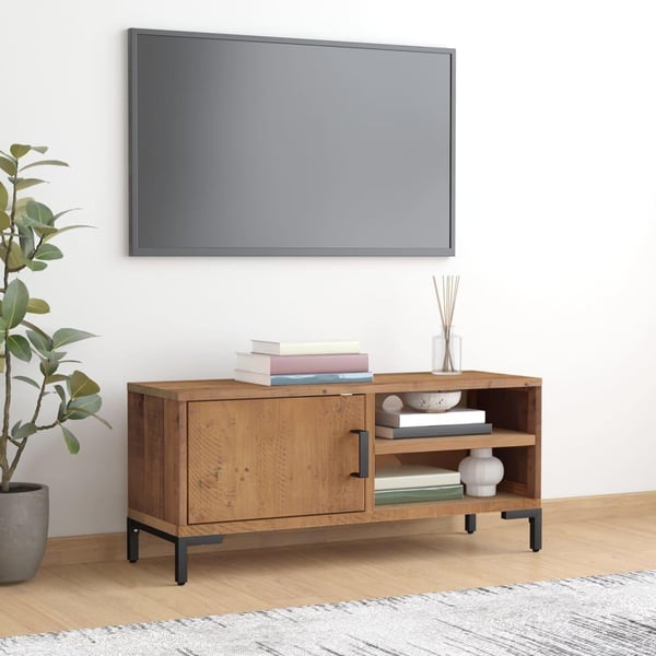 vidaXL TV-taso ruskea 90x30x40 cm täysi mänty