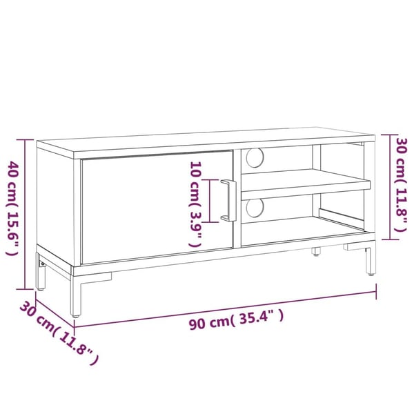 vidaXL TV-taso ruskea 90x30x40 cm täysi mänty