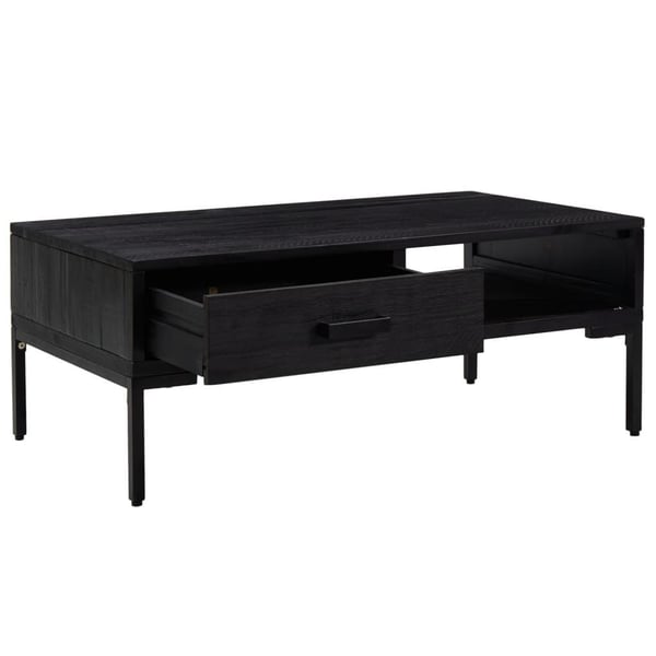 vidaXL sofabord 90x50x35 cm massivt fyrretræ sort