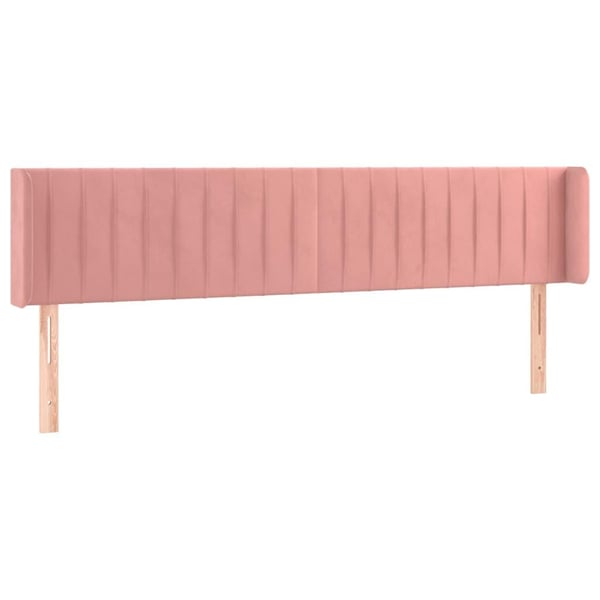 vidaXL sengegavl med LED-lys 203x16x78/88 cm fløjl lyserød