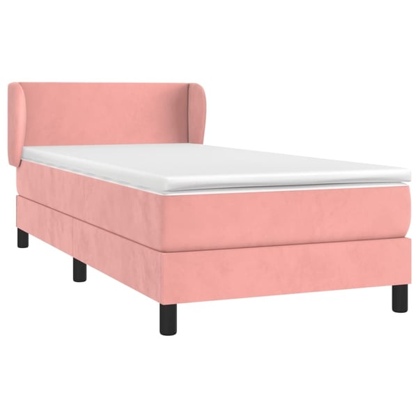 vidaXL Ramsäng med madrass rosa 90x200 cm sammet