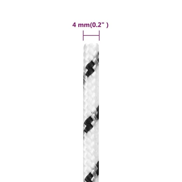 vidaXL Båtlina flätad vit 4 mm x 50 m polyester