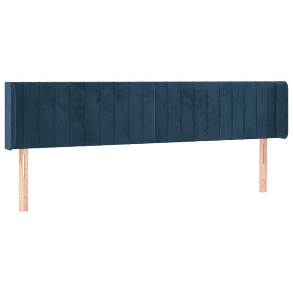 vidaXL sengegavl med kanter 203x16x78/88 cm fløjl mørkeblå