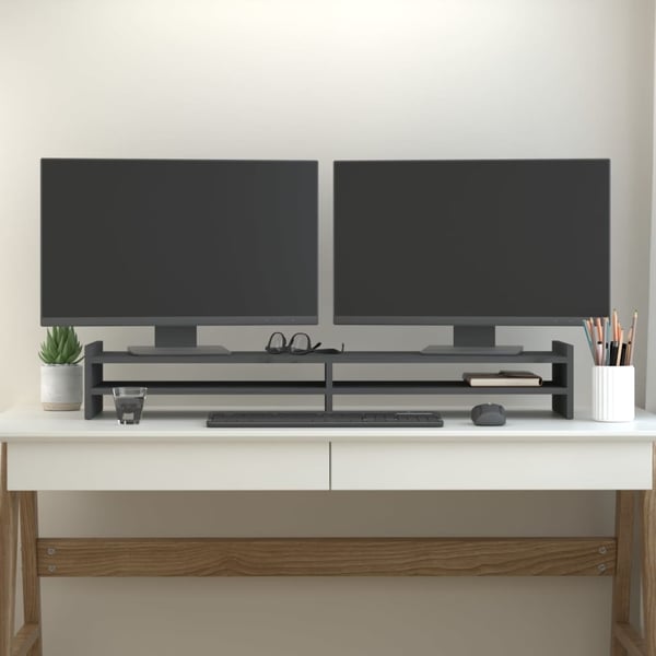 vidaXL skærmholder 100x27x15 cm massivt fyrretræ grå