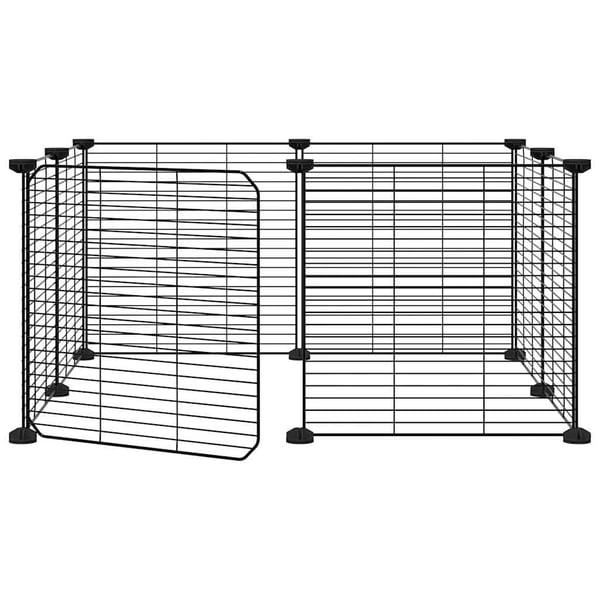 vidaXL Kjæledyrbur med 8 paneler og dør svart 35x35 cm stål