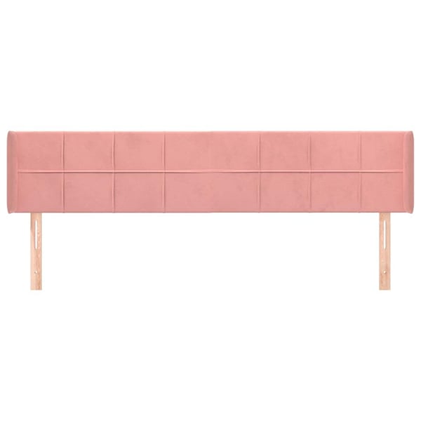 vidaXL sengegavl med kanter 203x16x78/88 cm fløjl lyserød